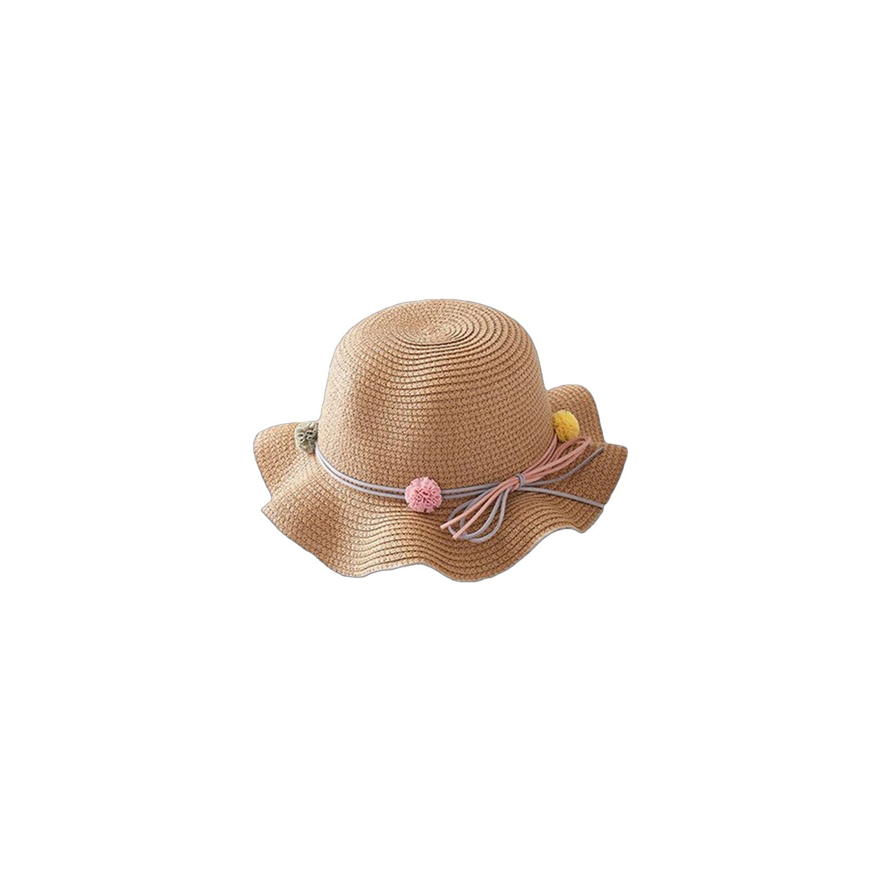 Flower Pom Pom Beach Hat