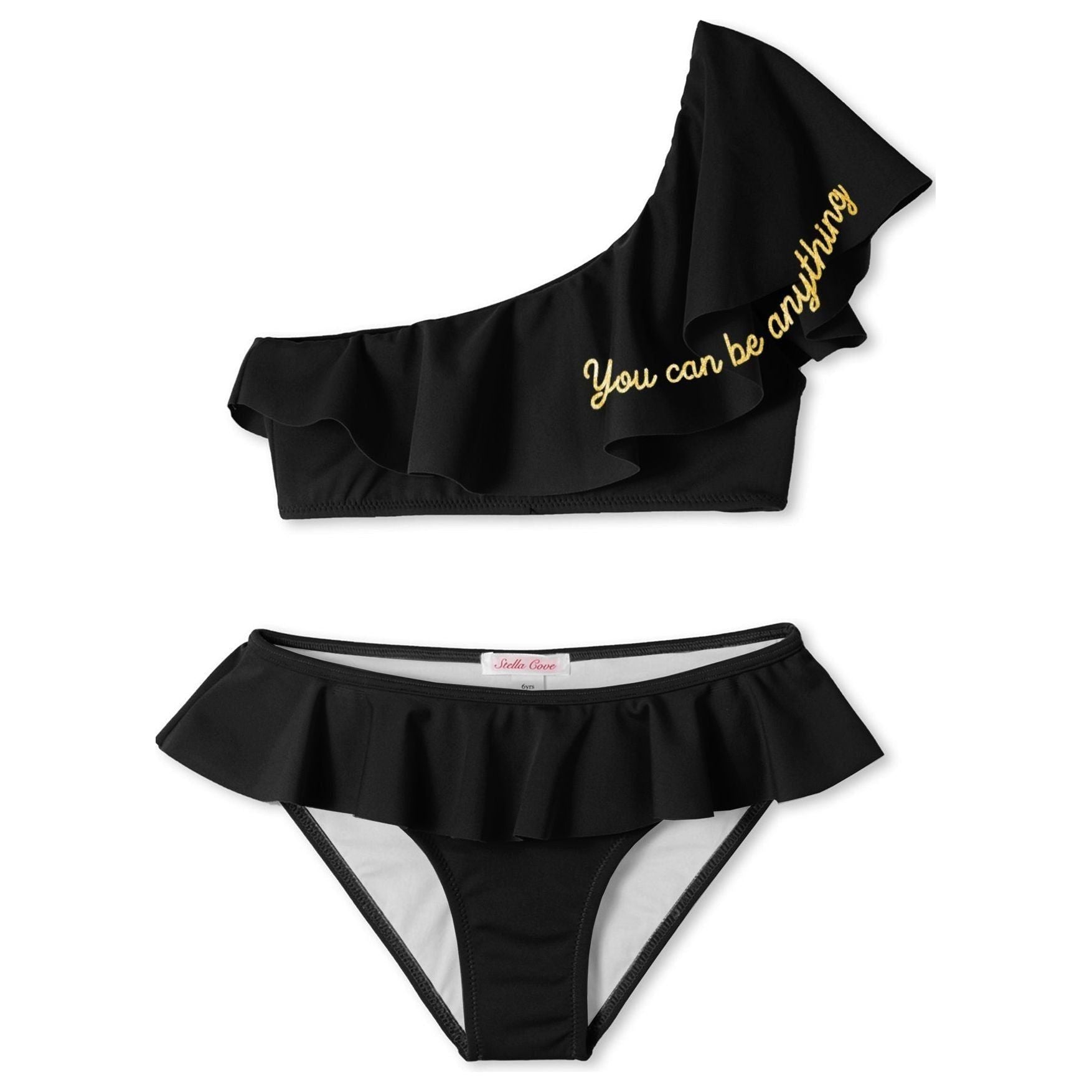 "You Can Be Anything" Black One Shoulder Bikini