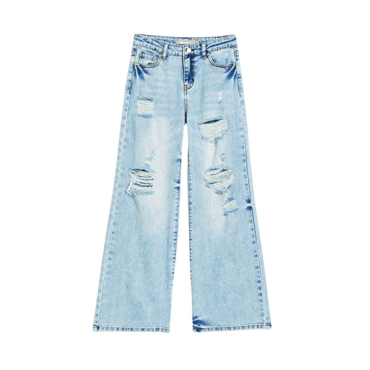 Girls Distressed Wide-Leg Jeans | Light Wash