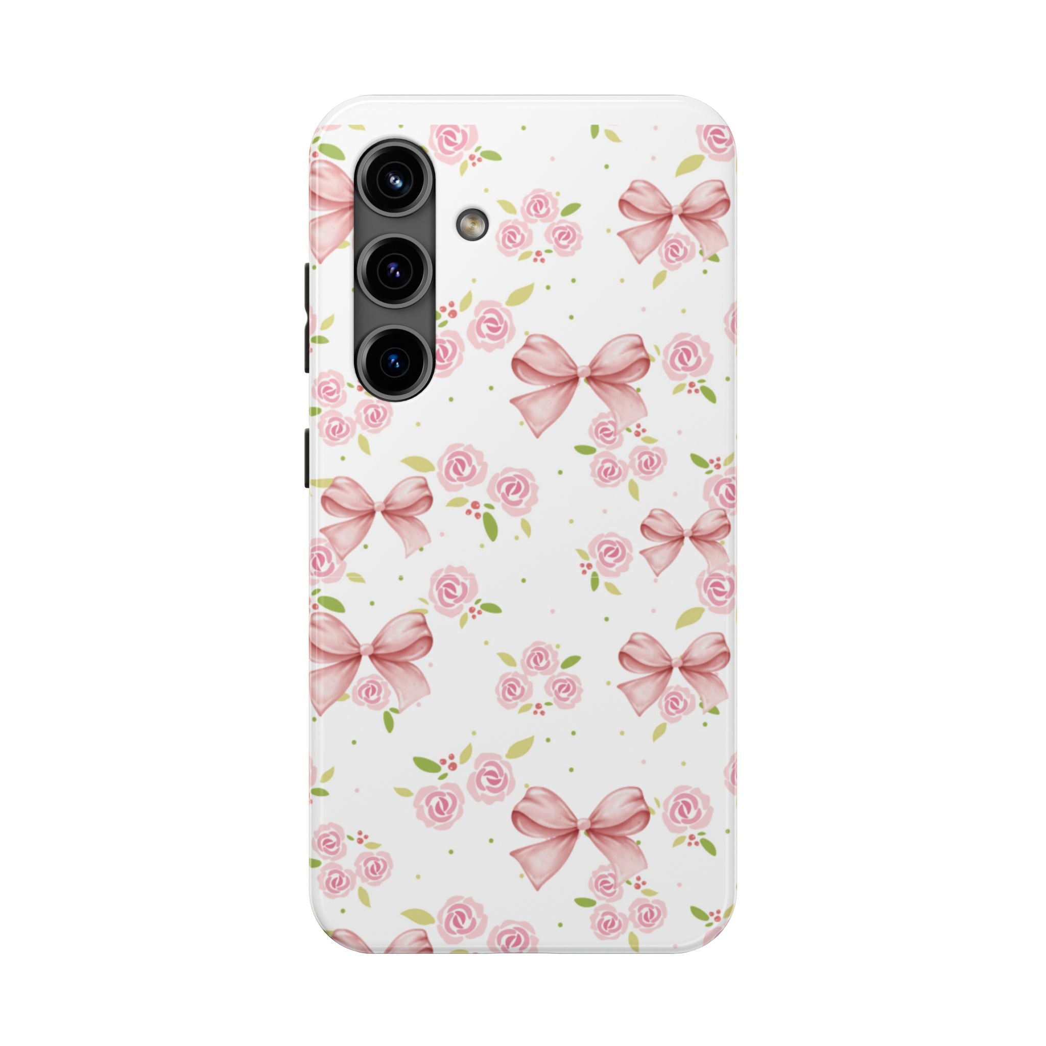 Phone Case - Pink Bow and Floral Design