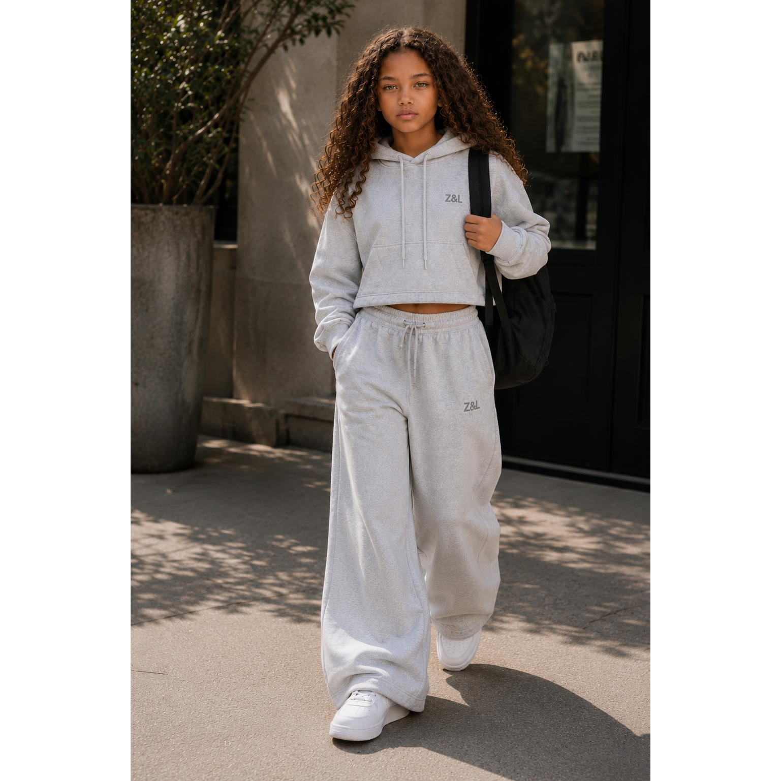 Z&L Embossed Cropped Hoodie