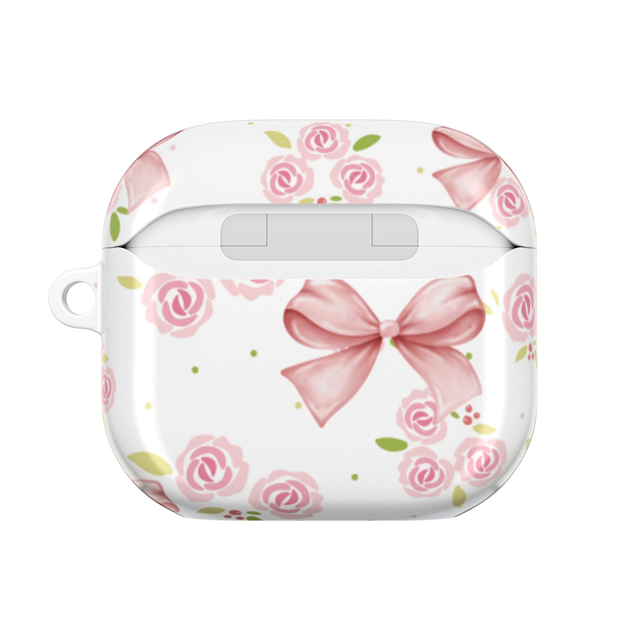 Floral Pink Bow AirPod Case — Roses & Ribbon Protective Cover