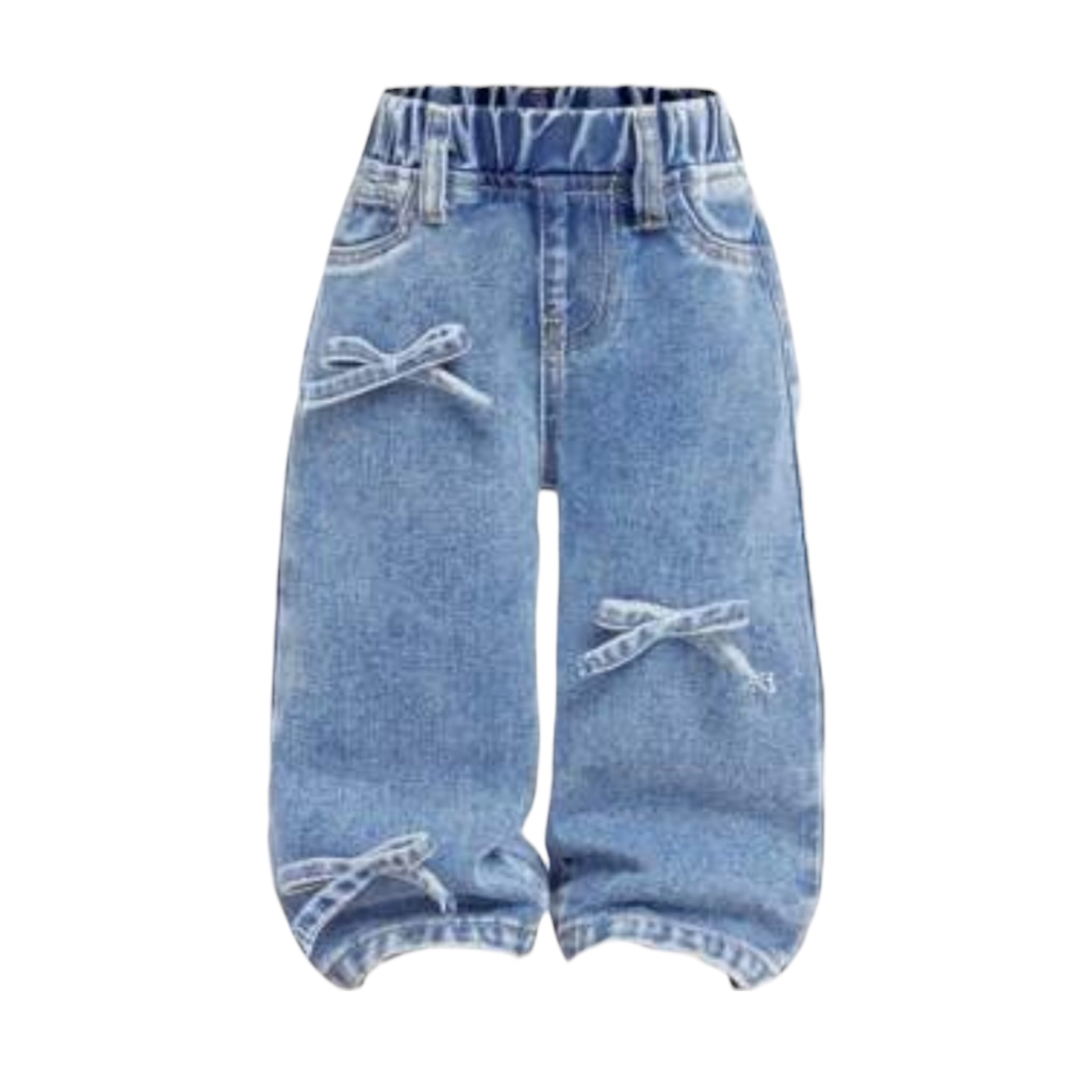 Baby Girls Bow Detail Relaxed Fit Denim Jeans