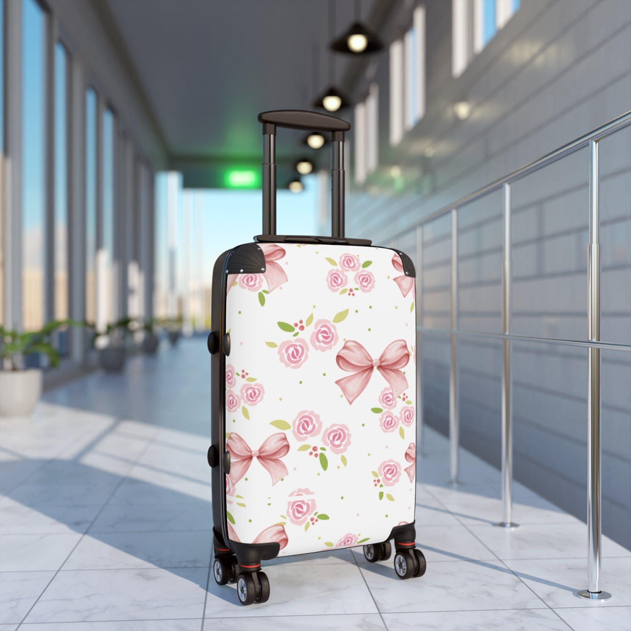 Suitcase - Pink Floral and Bow Design Suitcase - Pink Floral and Bow Design
