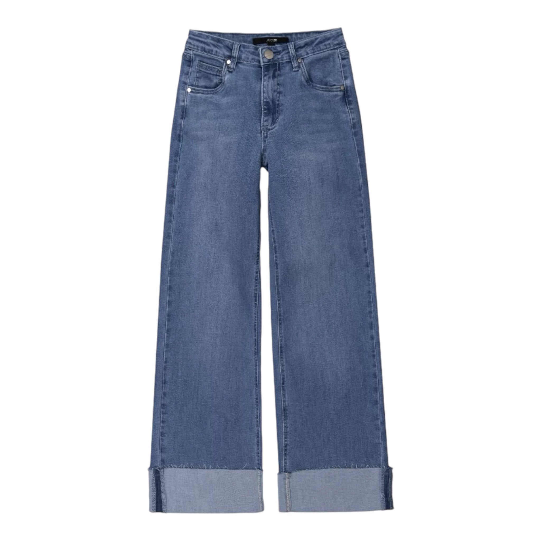 Girls Wide-Leg Cuff Jeans | Blue Denim