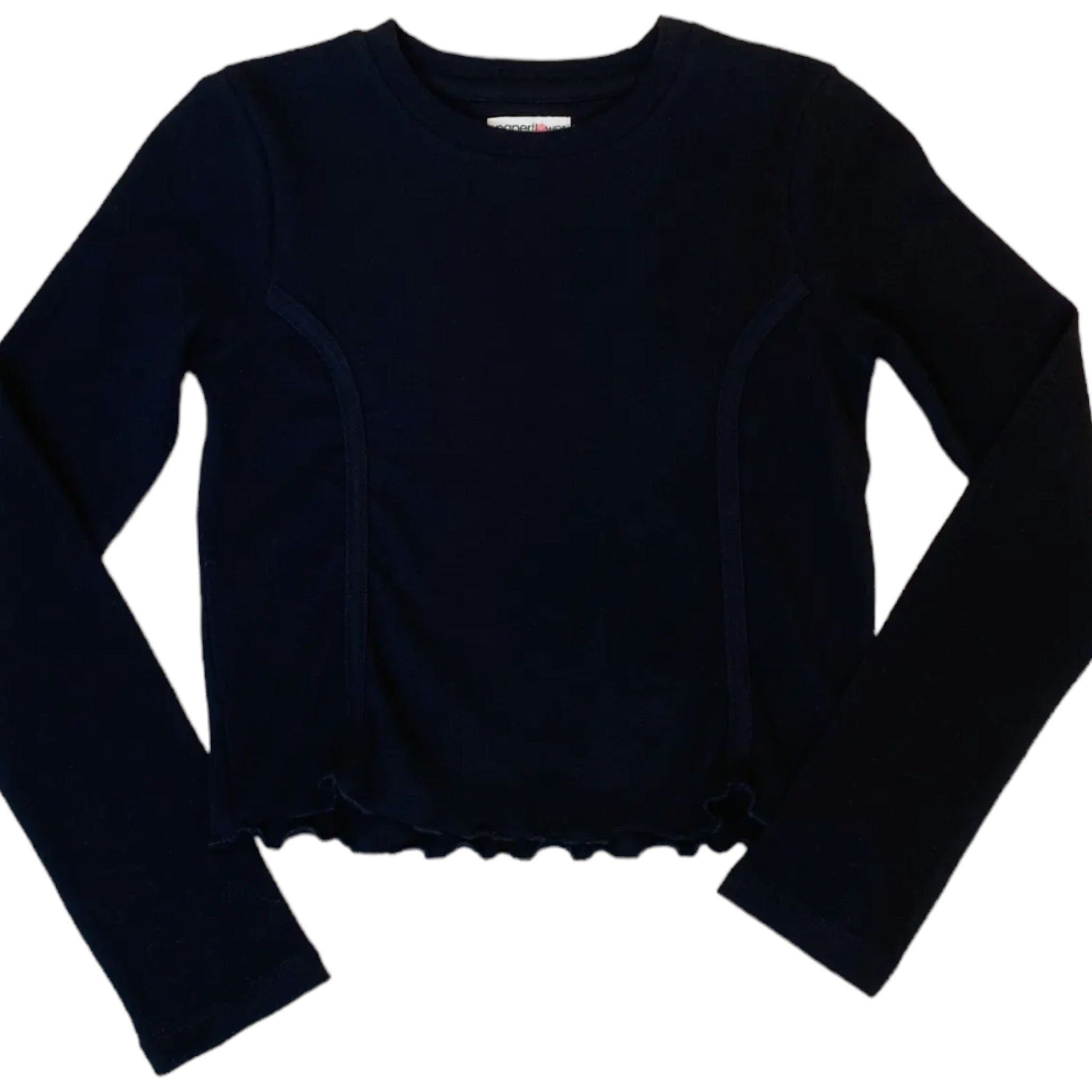 Girls' Cropped Ribbed Long Sleeve Shirt