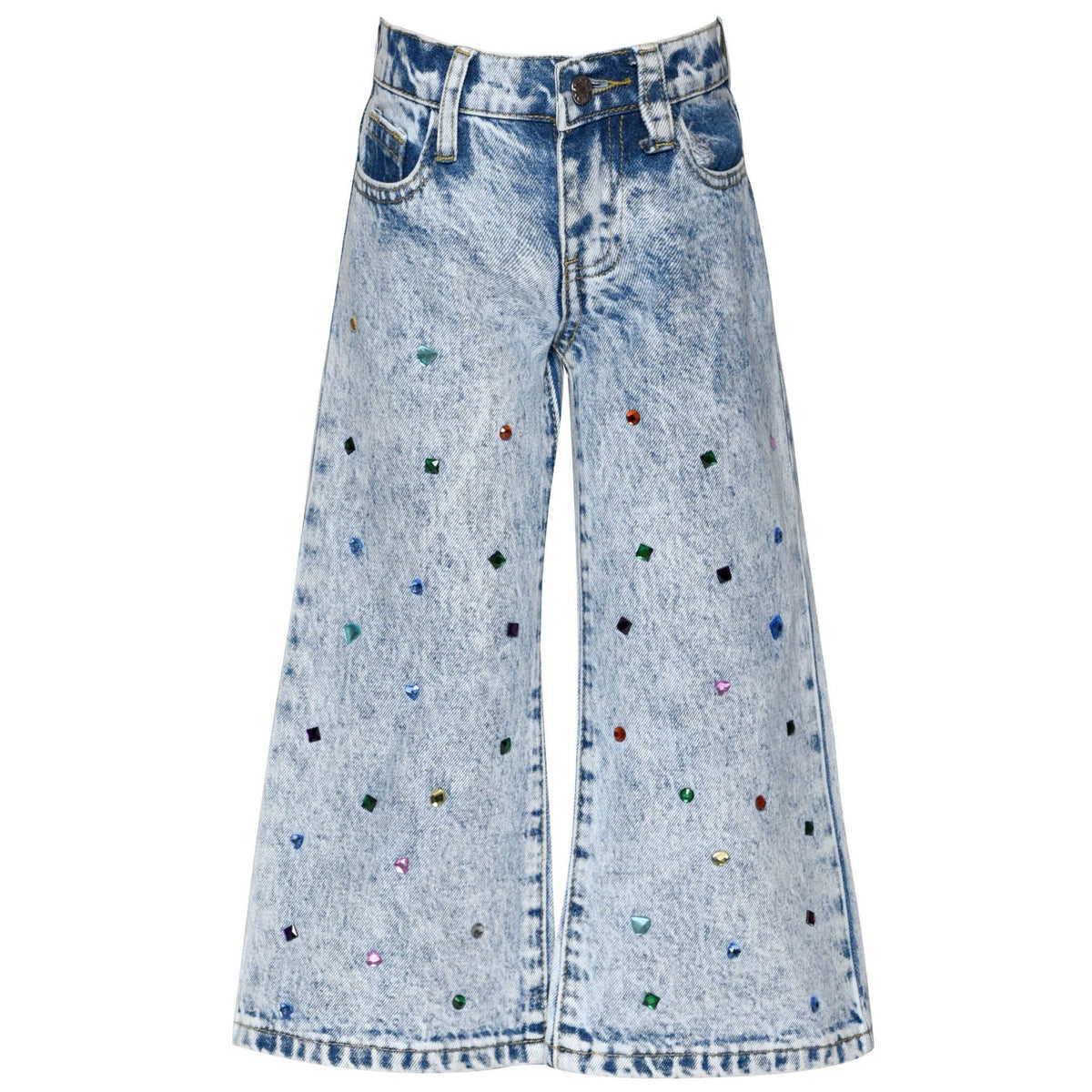 Jeweled Wide-Leg Jeans