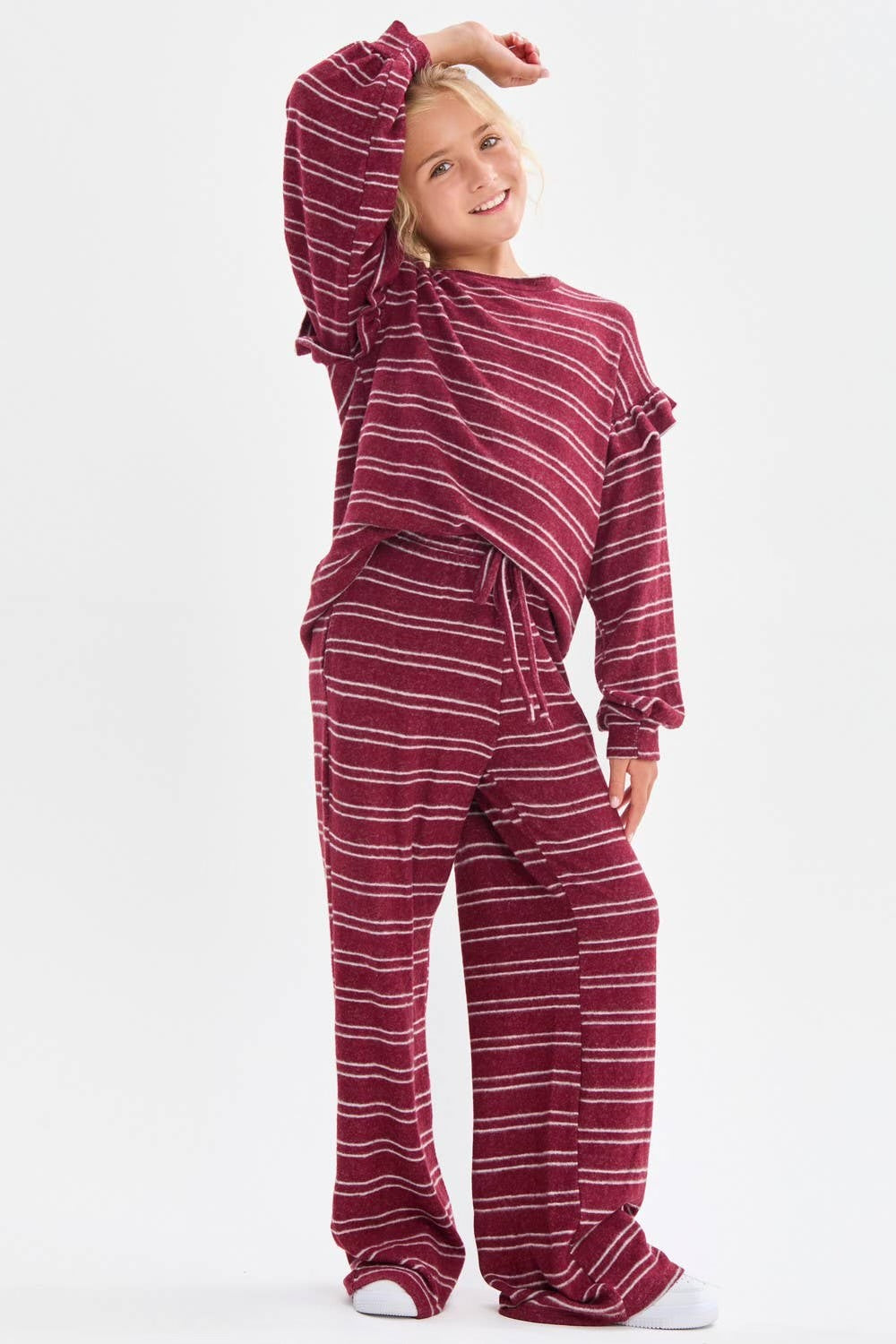 Cranberry Striped Wide-Leg Pants