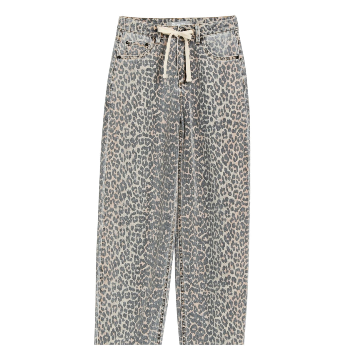 Girls Leopard Print Wide-Leg Jeans
