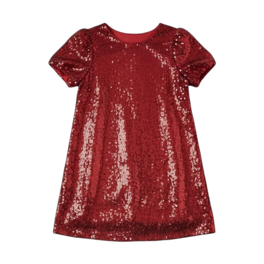 Girls Red Sequin Holiday Dress