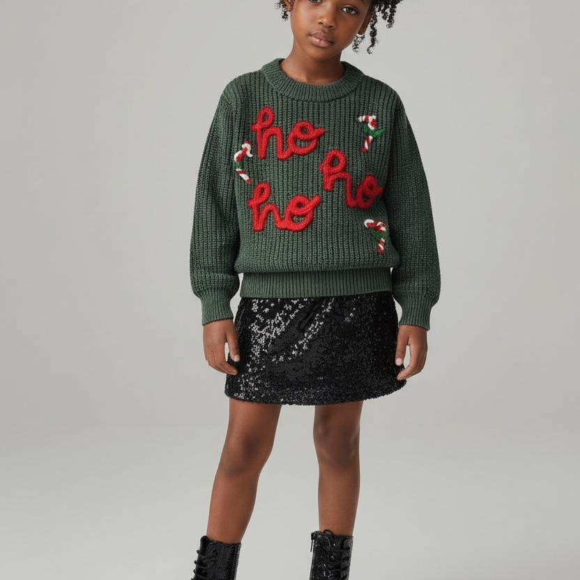 Black Sequin Party Skirt for Girls