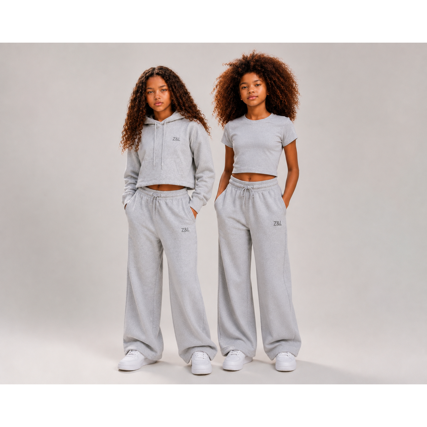 Z&L Embossed Wide-Leg Sweatpants