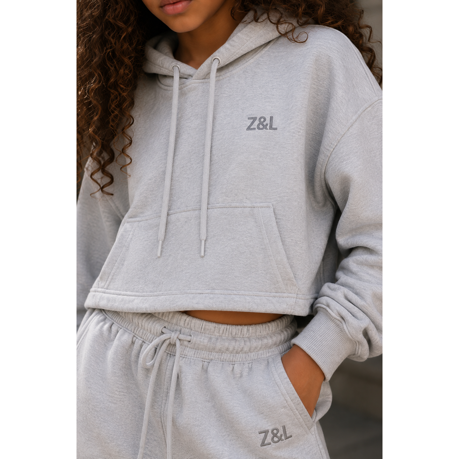 Z&L Embossed Cropped Hoodie