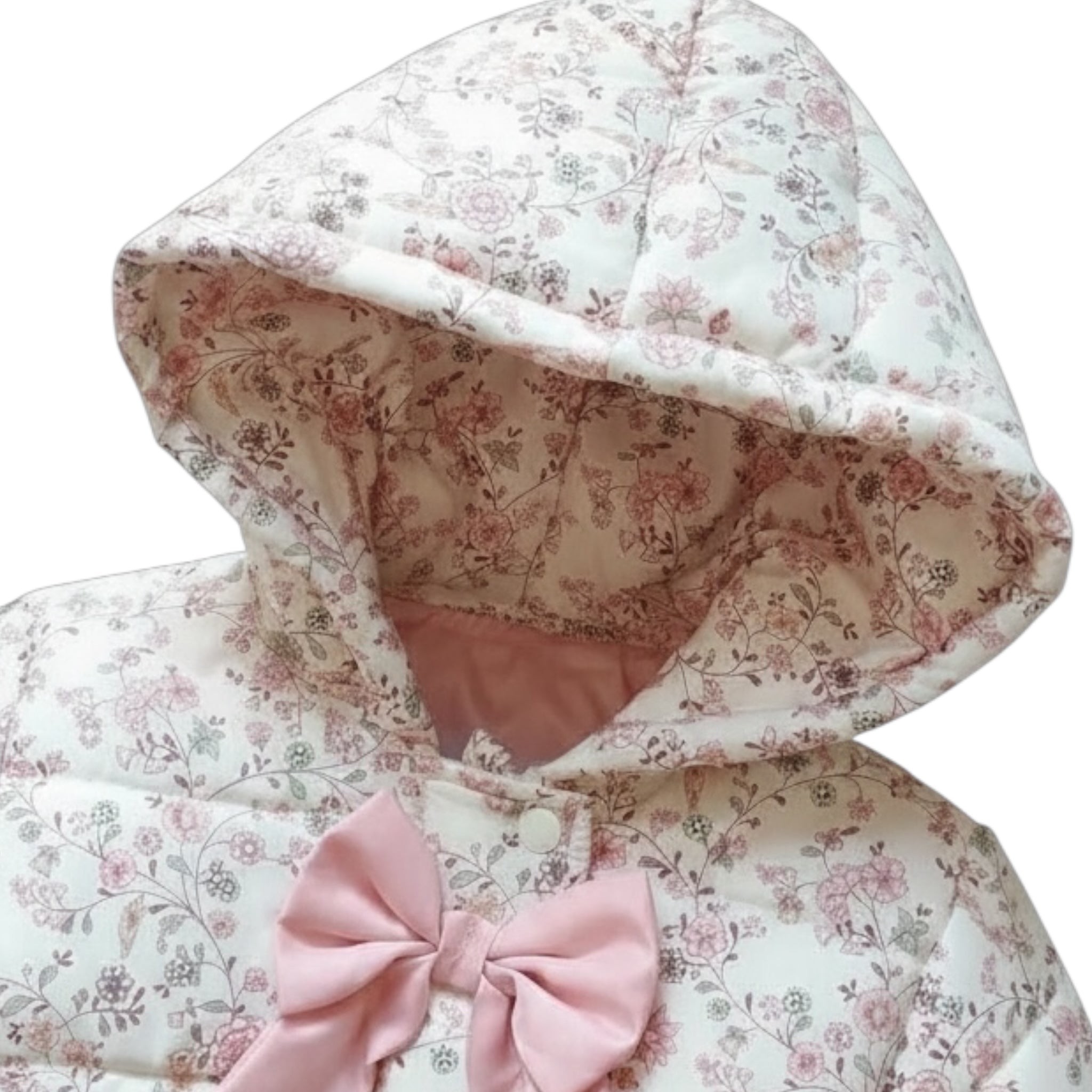 Baby & Toddler Floral Bow Puffer Jacket with Hood Pink or Yellow