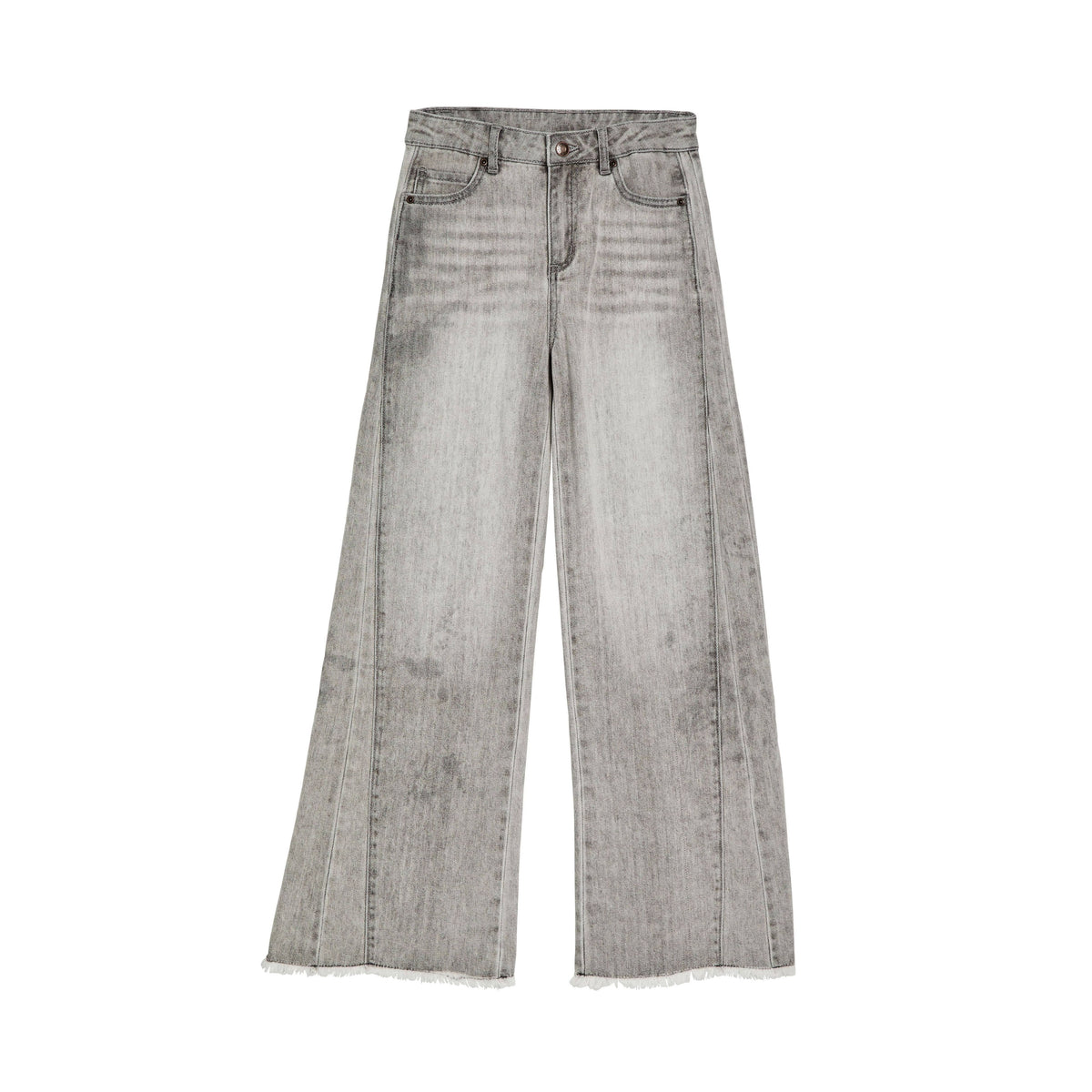 Grey Wash Wide-Leg Jeans