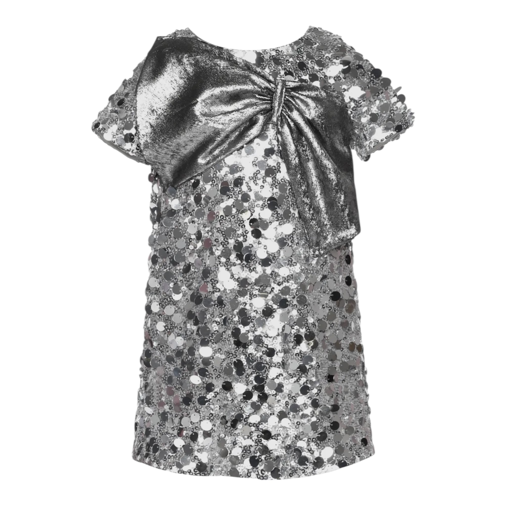 Silver Sequin Bow Dress