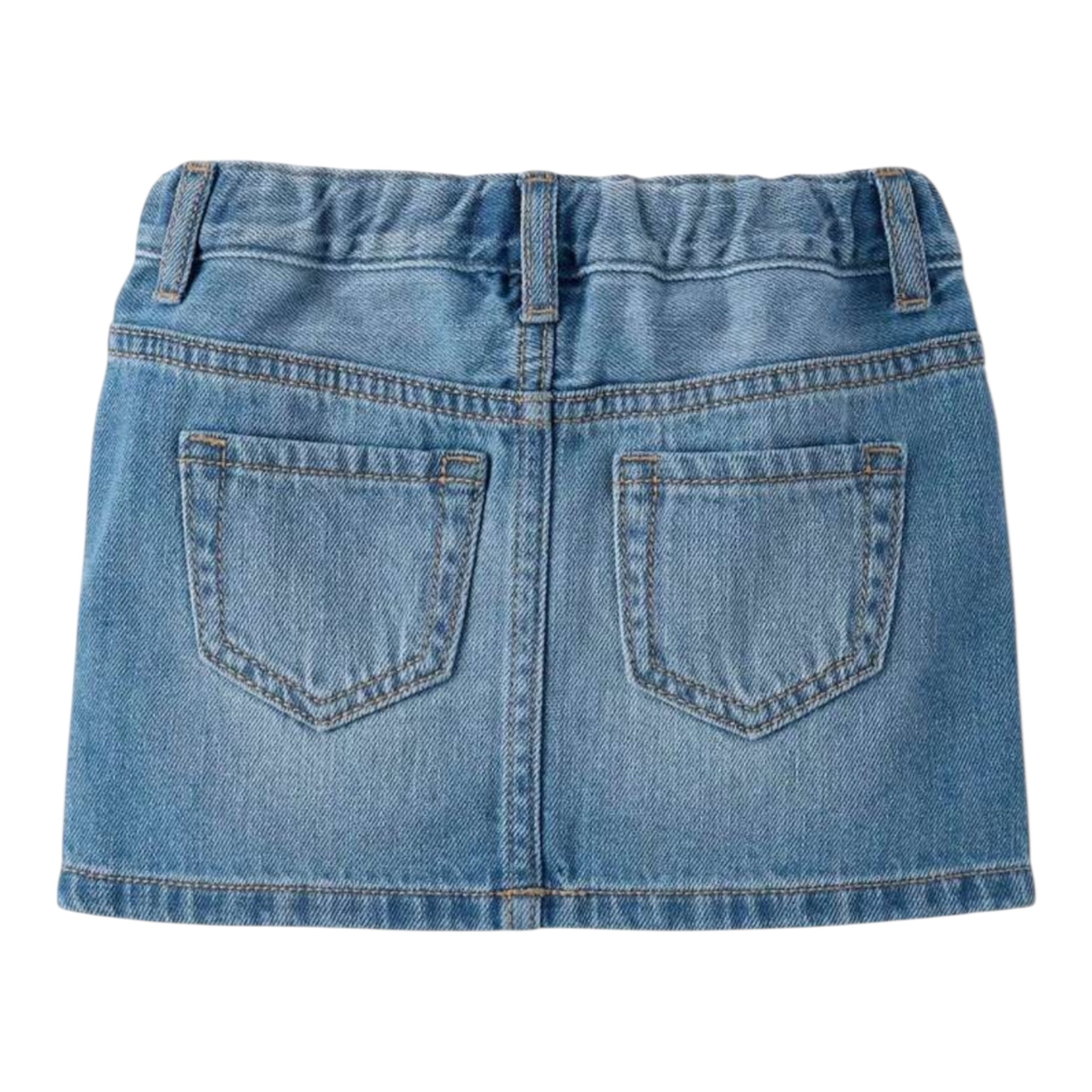 Girls Embroidered Bow Denim Skirt