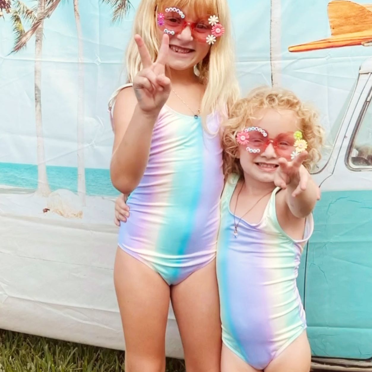 Rainbow Adjustable Straps Swimsuit
