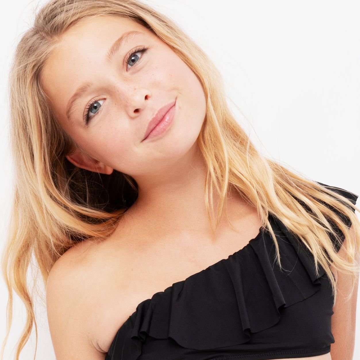 Black Ruffle One Shoulder Bikini