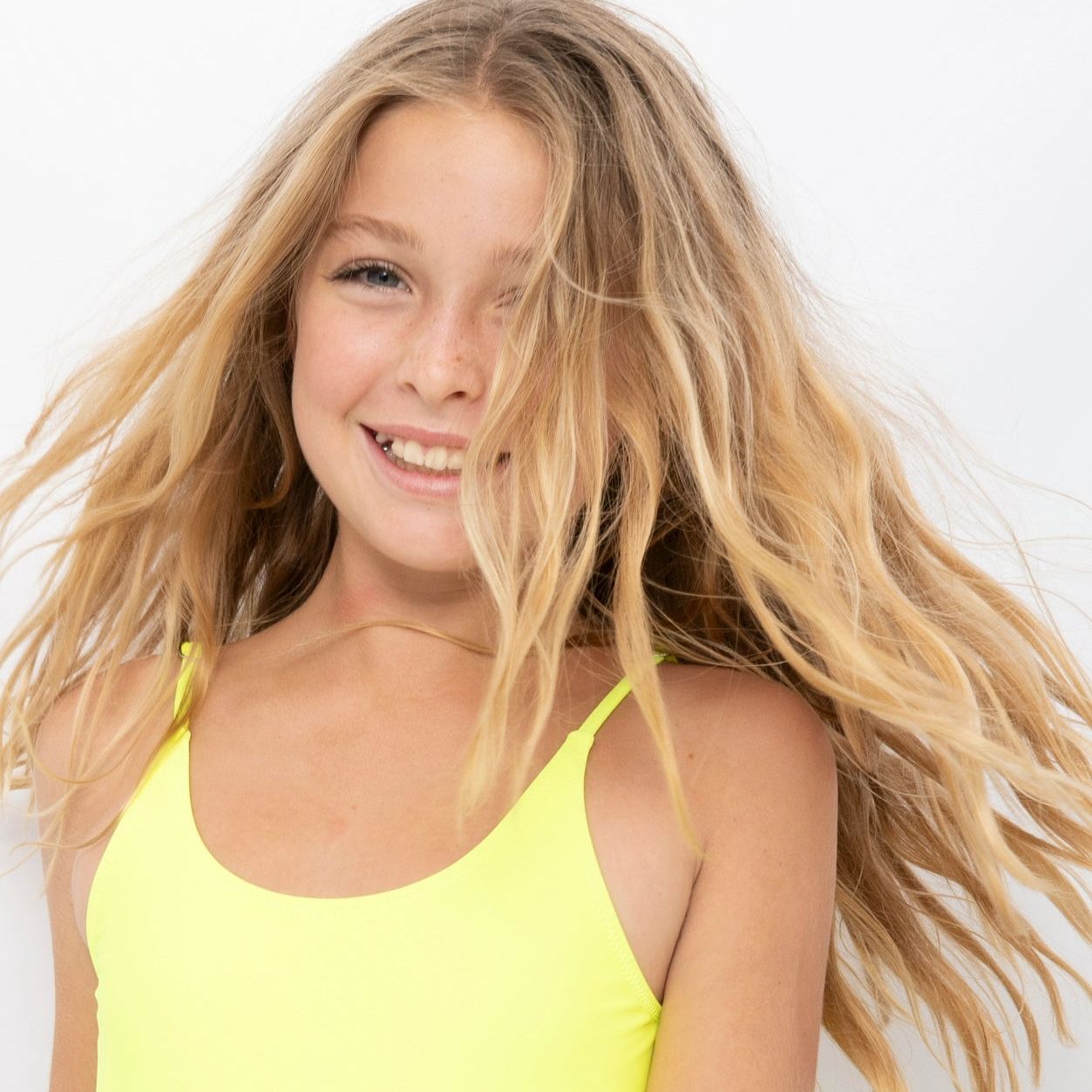 Neon Yellow Adjustable Straps Swimsuit