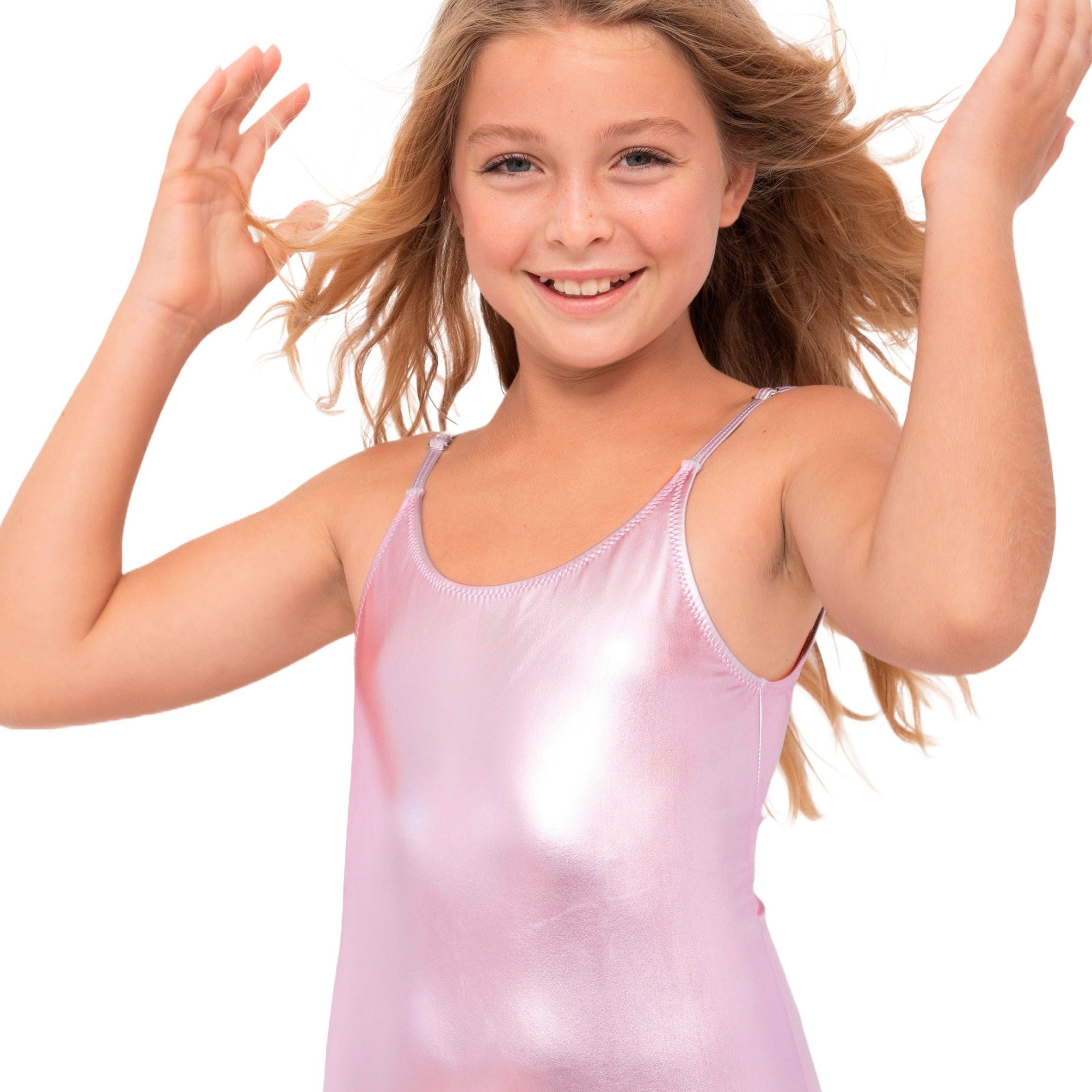 Metallic Pink Adjustable Straps Swimsuit