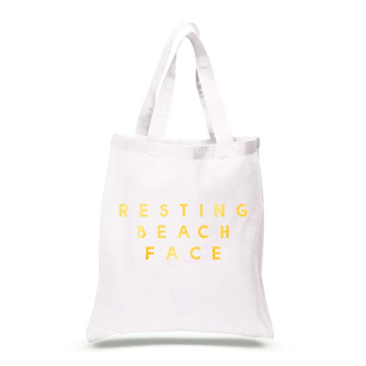 Resting Beach Face Gold- White Beach Bag
