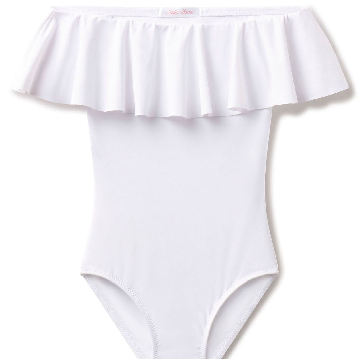 White Ruffle  Bathing Suit