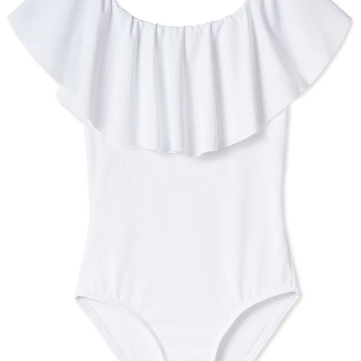 White Ruffle  Bathing Suit