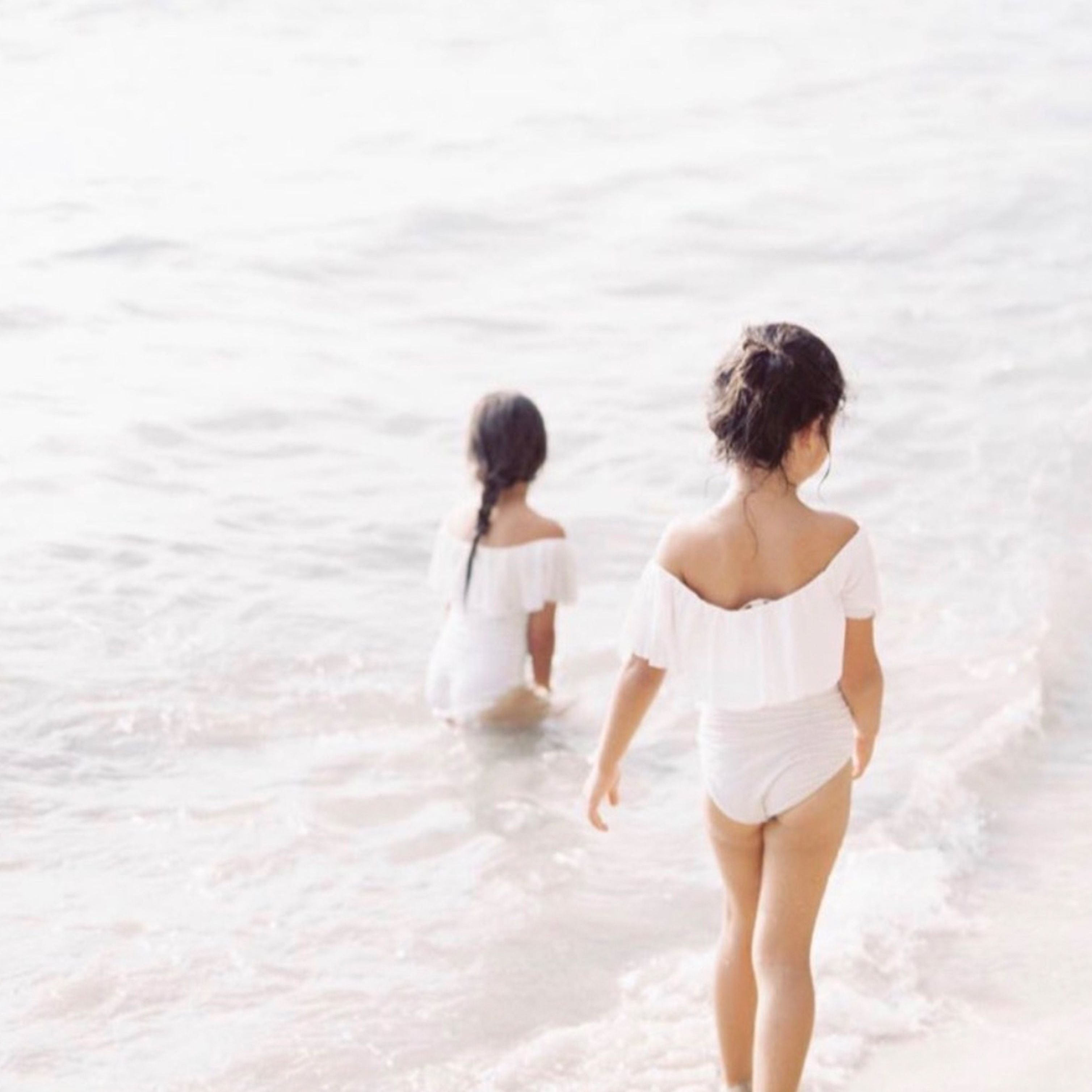 White Ruffle  Bathing Suit